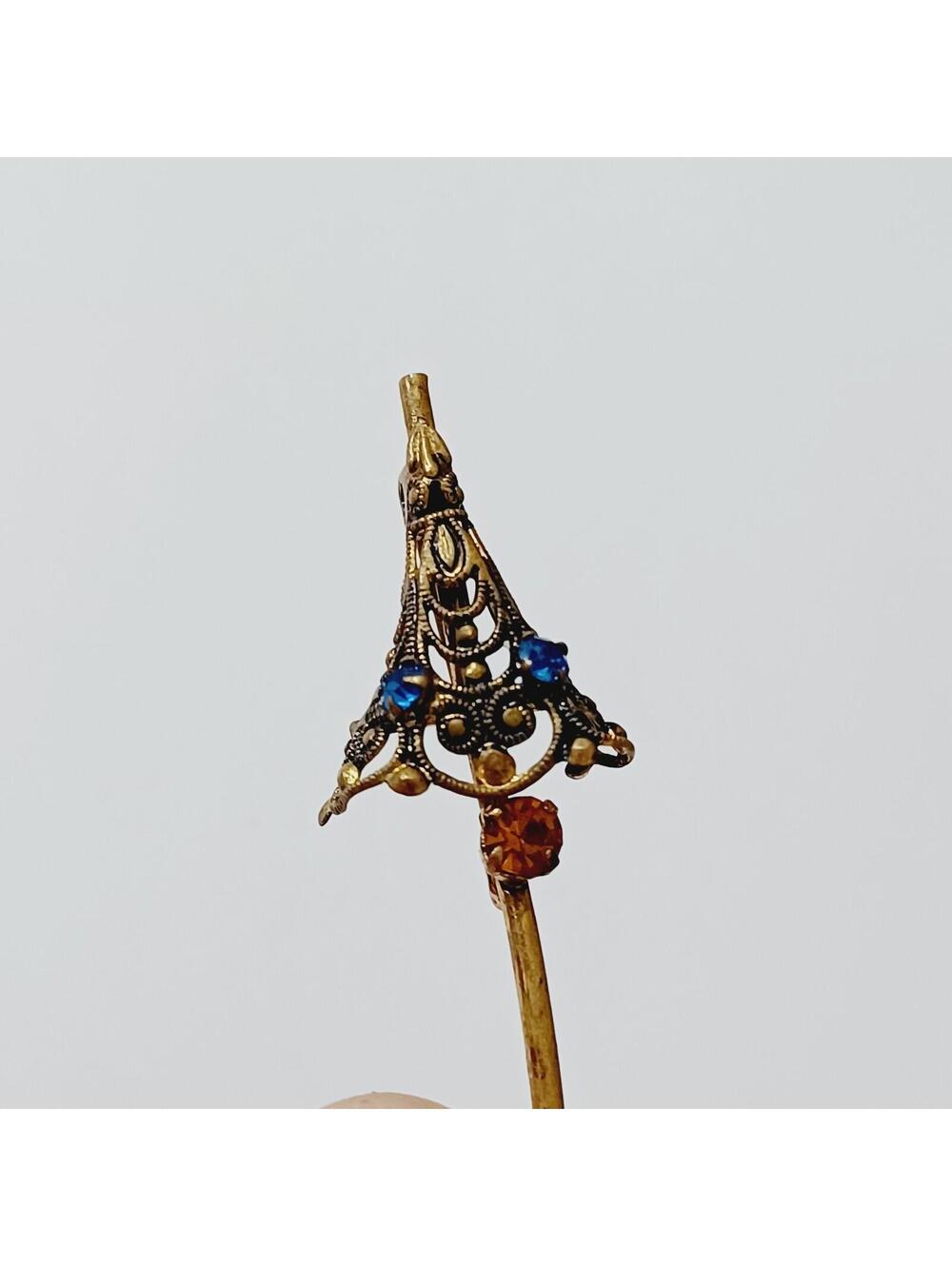 Umbrella Parasol Filigree Rhinestone Pin Brooch
